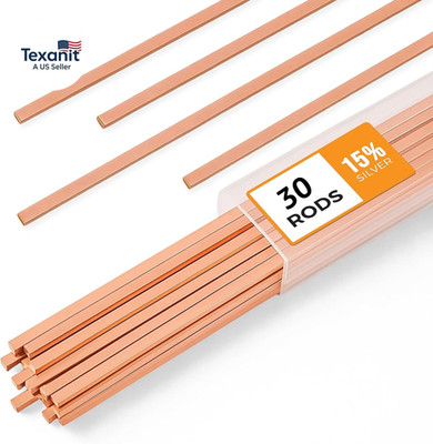 30Pcs Brazing Rods AWS Bcup-5 15% Silver Solder Phos Copper Brazing Alloy Flat W