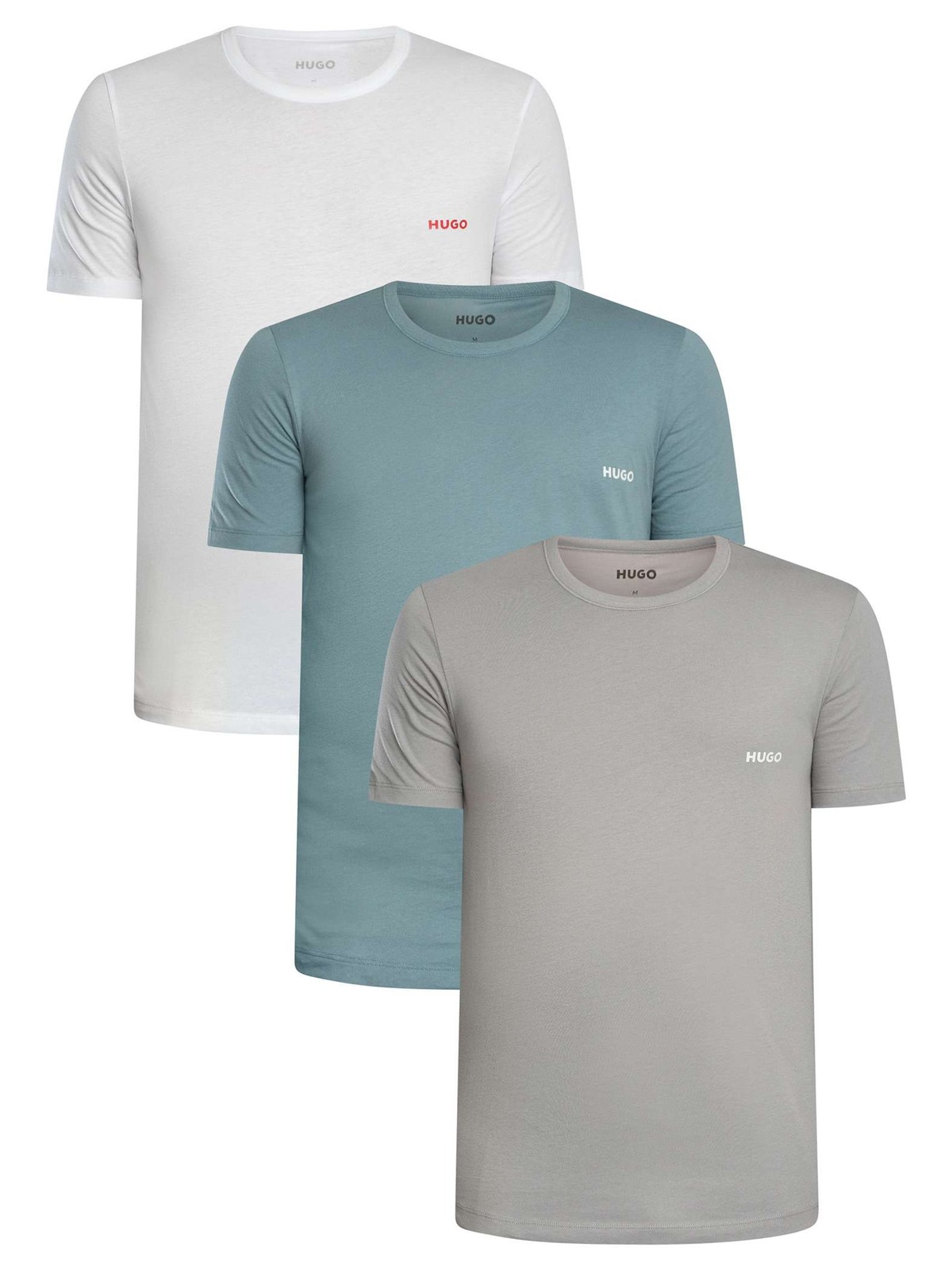 HUGO Mens 3 Pack Crew Lounge T-Shirt Multicoloured 12690₽