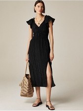 NWT J. Crew Black Palermo Crinkled Dress Black Sz XS