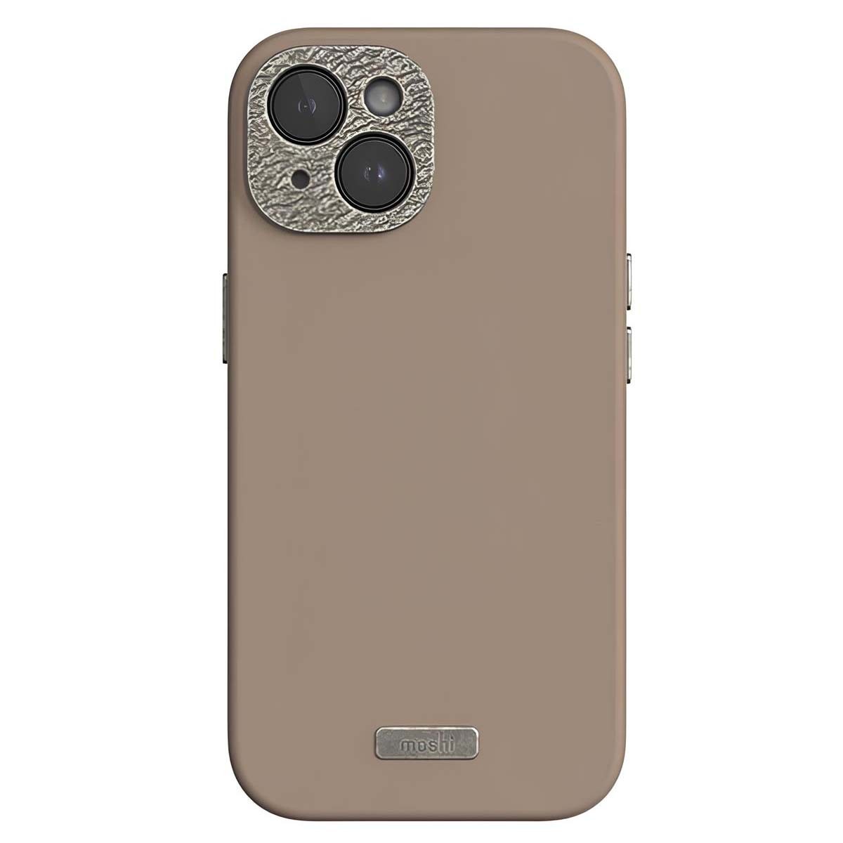 Coque Moshi iPhone 15 éco-cuir Napa élégante pour voyage et bureau