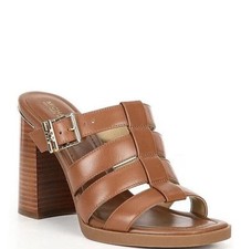 NEW MICHAEL KORS BROWN LEATHER PUMPS SANDALS SIZE 8.5M 155