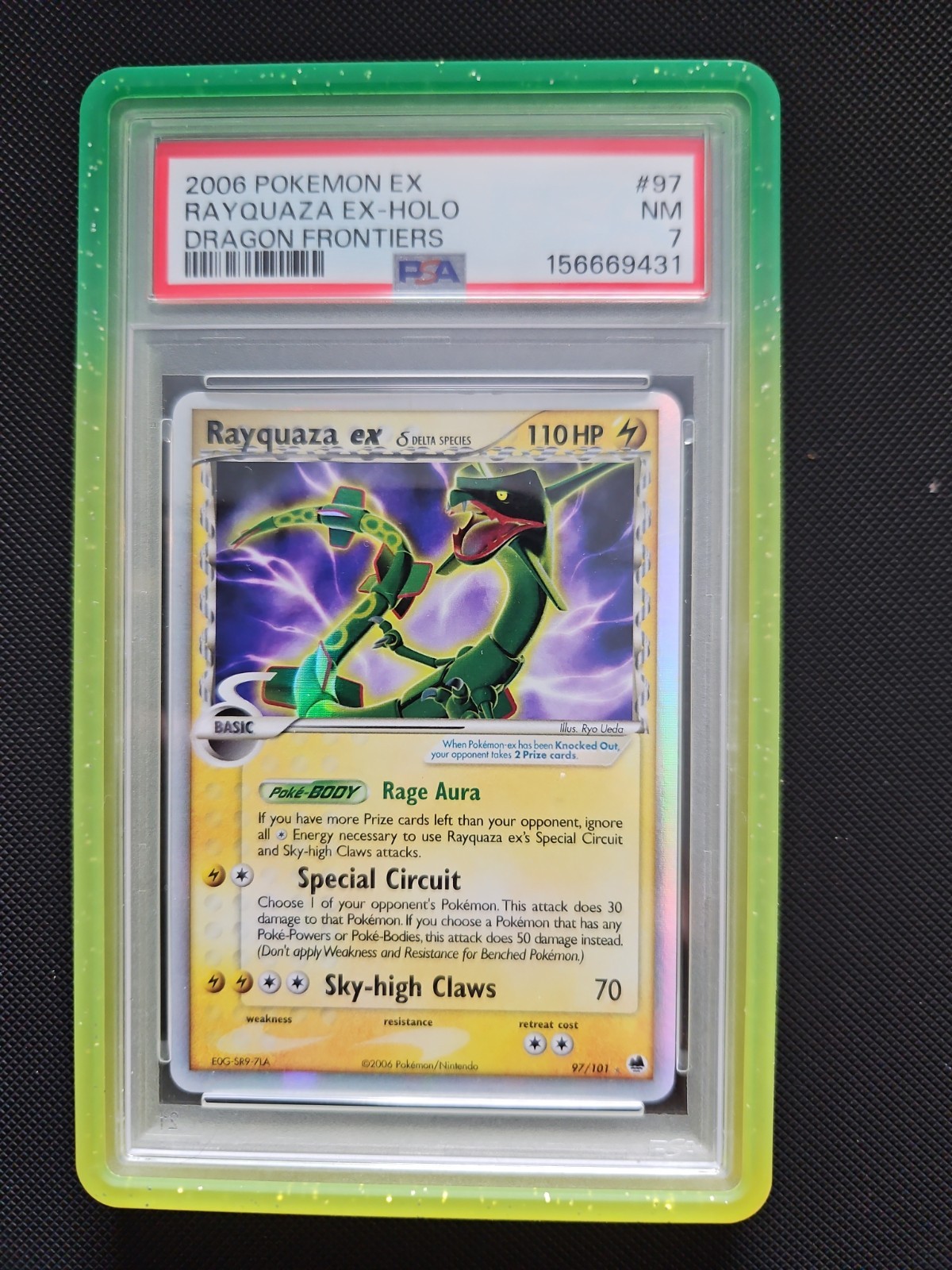 Pokemon TCG Rayquaza Ex 97/101 Ex Dragon Frontiers Holo Rare PSA 7 New Cert