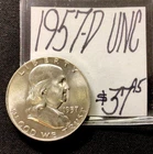 1957 D Franklin Silver Half Dollar Coin UNC! ENN Coins