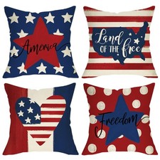 4th of July Patriotic American Flag Stars and Stripes Decorative Throw Pillow...
