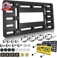 Front License Plate Holder Bracket - Black Universal ABS Mounting Kit Frame with