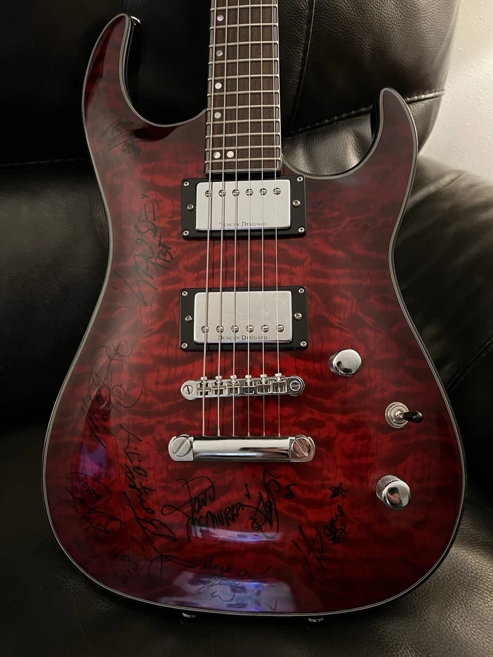 Autographed Electric Guitar Samick Neck Through ￼Twisted Brown Trucker - Image 4 of 4