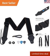 Universal Guitar Strap: Comfortable Cotton with Leather Ends and Picks Included