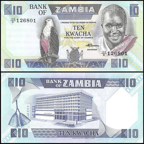 Zambia 10 Kwacha, 1980-1988 ND, P-26e, UNC X 1000 PEZZI mattoncino - Foto 2 di 2