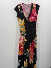 Pre-Owned Olivia Matthews Black Size Medium Floral Shift Maxi Sleeveless Dress