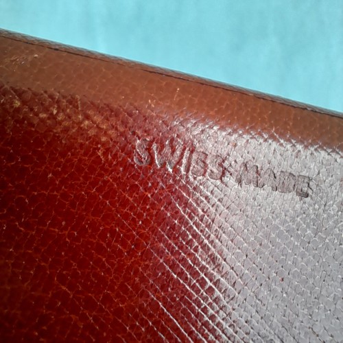 SCATOLA IN LEGNO E PELLE ROSSO MATTONE PER OROLOGIO EBERHARD & Co VINTAGE - Foto 11 di 12