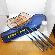 Rare Carlton Powerblade Tournament Badminton Set Of 4 Racquets Case