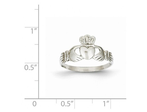 Ladies 14K White Gold Polished Claddagh Ring - Picture 3 of 4