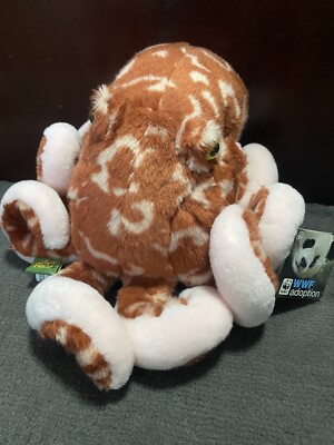Wild Republic Octopus Plush 10” Stuffed Animal Brown White Squid