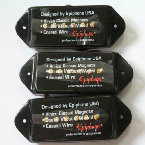 Black Epiphone Guitar P90 Dog Ear Pickups Set of 3 For Epiphone Riviera - Afbeelding 1 van 2