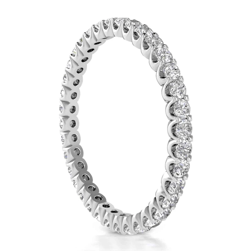 0.60CTW Natural Diamond 1.8mm 18K Gold White Eternity Wedding Ring Band - Image 3 of 4
