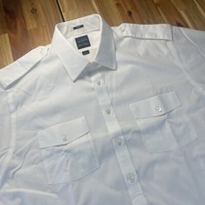 Brooks Brothers NETJETS Pilot Shirt Mens 17.5 Slim White Short Sleeve NWT