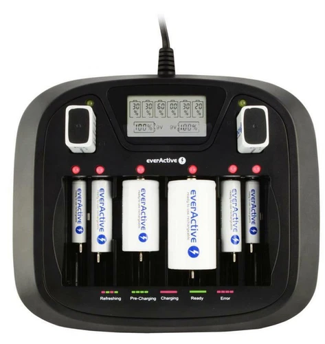 everActive 900U Akku Ladegerät Universalladegerät 9V AA AAA  Baby Mono C D Akkus