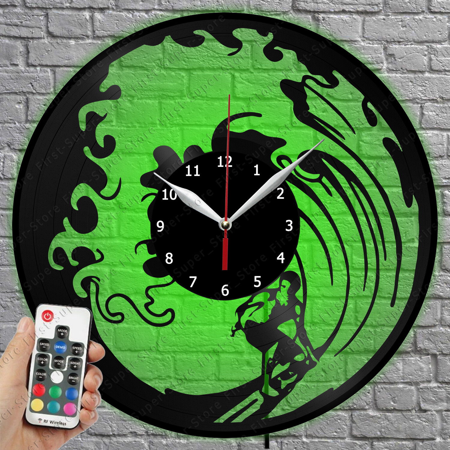 LED Surfing Vinyl Record Wall Clock with LED Light - Retro Design 1341
