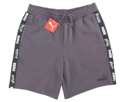 PUMA Boldface Men's Bottoms Drawstring Active Logo Sweat Dark Coal Shorts Sz L 