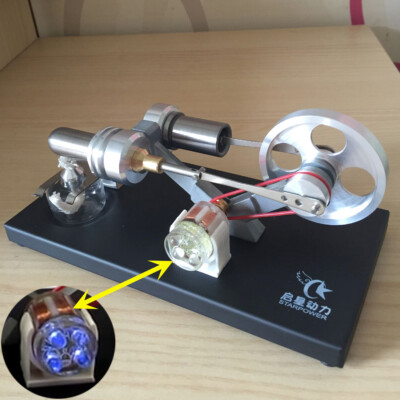 Mini Hot Air Stirling Engine Model Toy DIY Engine Generator Motor Toy with LEDs