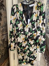 ASTR The Label  NWOT Ruched Black& Floral Print Puff Sleeve Mini Dress Sz S