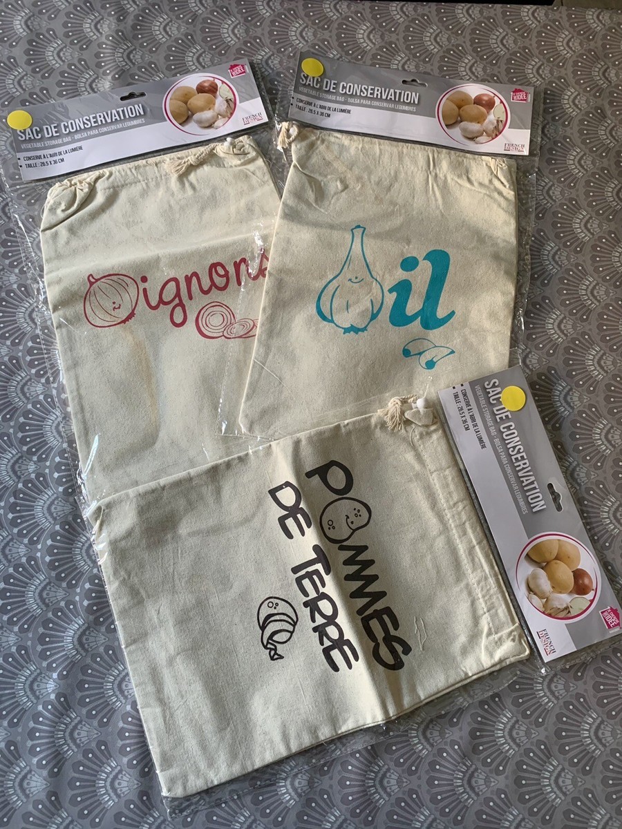Sacs fantaisies en toile pour conservation Pomme de terre Ail