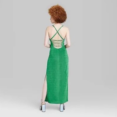 Women's Lace-Up Back Maxi Bodycon Dress - Wild Fable Green XXS