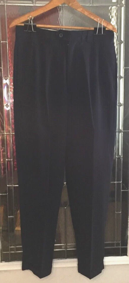 Vintage 90s J RIGGINS Blue Pleated & Cuffed Dress Pants 32x32 Woven Polyester - Image 4 of 4