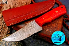 CUSTOM MADE HAND FORGED DAMASCUS STEEL FIXED BLADE SKINNING HUNTING KNIFE SR 54