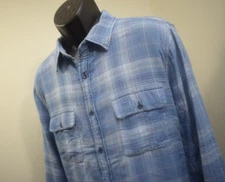 The Normal Brand Button Up Shirt Blue Plaid Long Sleeve Front Pockets Mens 2XL