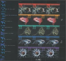 Sheet of 15 stamps - Scott 3439-43 - 33 cent - Deep Sea Creatures - 2000 - MNH