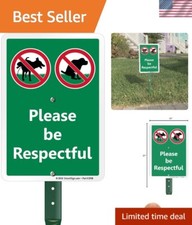 Durable Please Be Respectful No Dog Pooping Sign - 21" Aluminum Yard Kit