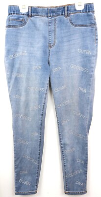 Ashro Rhinestone Plus 14 Jeans ''Goddess, Queen, Diva'' Pull-on Glam Jeggings