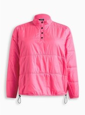 Torrid Puffer Active Pullover Knockout Pink Plus Size 2 2x 18-20 #d93172