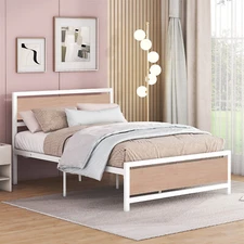 Full Size Bed Frame Metal Platform Bed Frame with Headboard & Footboard US