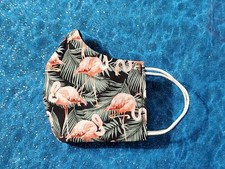 Washable Handmade Fabric Face Mask filter pocket PINK FLAMINGOS