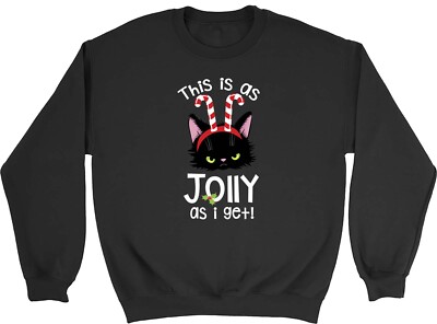 This Is As Jolly As I Get Cat Candy Stick Weihnachten Kind Pullover Sweatshirt Mädchen Geschenk
