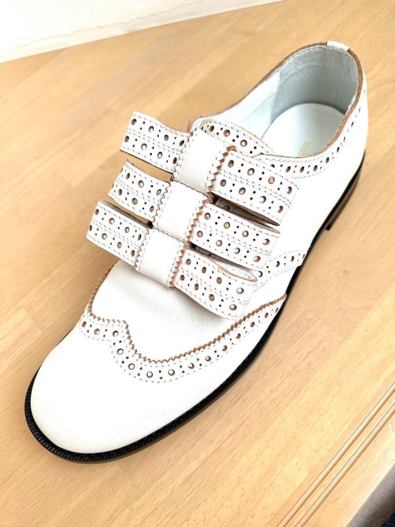 TRICOT COMME des GARCONS Ribbon White Leather Flat Dress