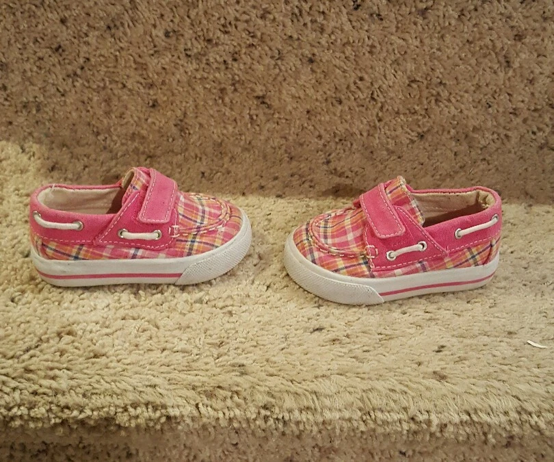 Niñas Pequeñas Teeney Toes Rosa Cuadros Zapatillas Talla 3W Foto 2 de 4
