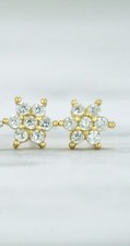 2 Pairs Dainty Flower Stud Earrings- Cubic Zirconia- 14k Gold Plated- 5mm And...