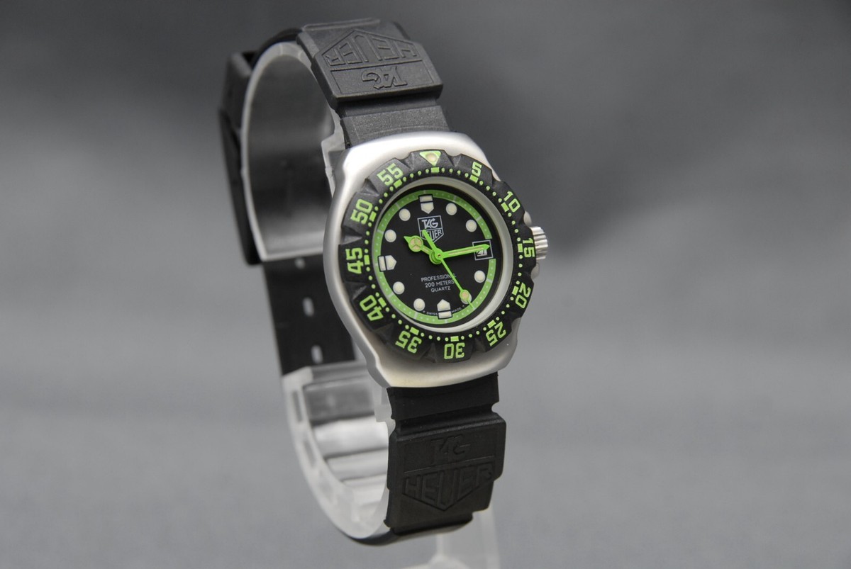 MINT 】 TAG HEUER Formula 1 375.508 27mm Black Dial Green QZ