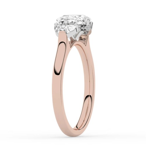 Cushion Solitaire Labgrown Diamond Trilogy Ring 18k Rose Gold 2.45 Ct F VVS2 - Picture 16 of 23