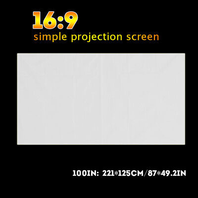 100" 16:9 HD Projector Folding Projection Screen Matte White Home Theater Movie