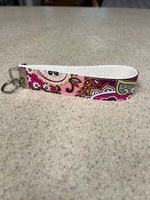 Key Ring Fob - Wristlet Style - Designer Pattern - Very Berry Paisley - NEW