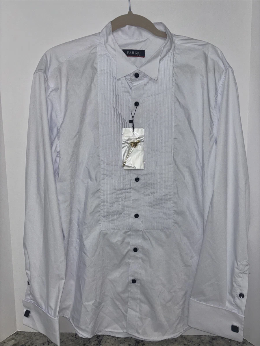 Chemise De Smoking BERLUTI Noire à Plis - Taille 39 (M), Poignets Double Boutons, Occasion Très Bon état