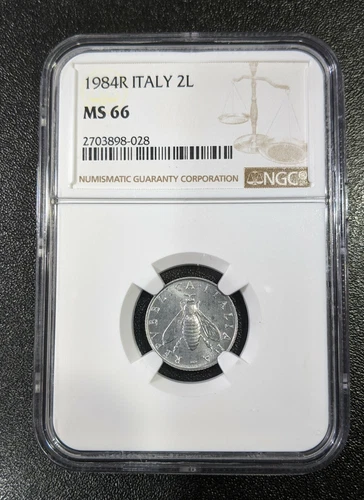1984 MS66 Italy 2 Lire NGC KM 94 UNC TOP GRADE! 2L 