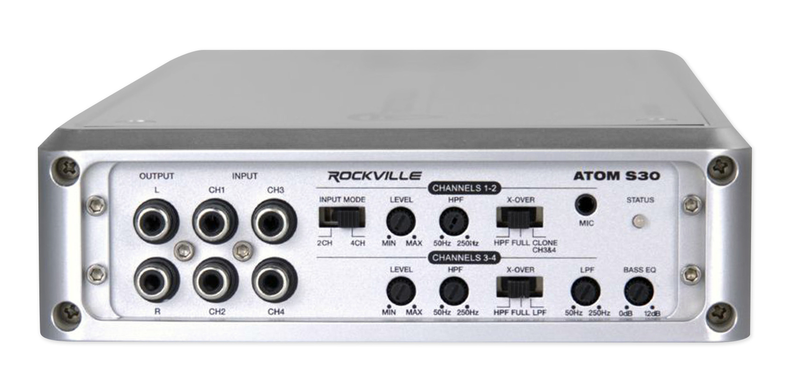 Rockville ATOM S30 2400 Вт 4-канальный морской усилитель с вольтметром Акустический микрофон Комплект усилителей
