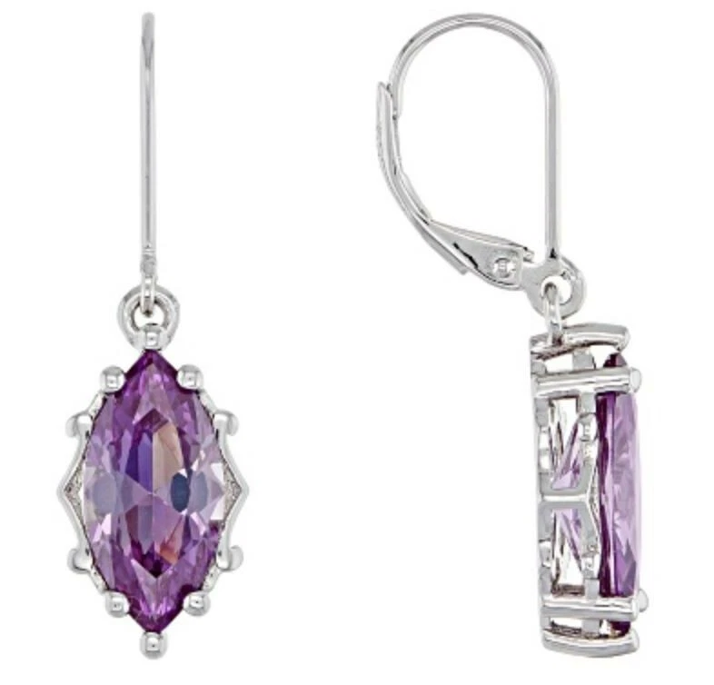 Zafiro-rodio sobre plata esterlina 6,80 ctw marquesa púrpura creado en laboratorio Foto 2 de 3