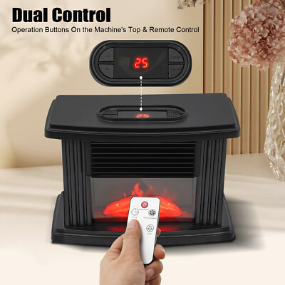 Electric Fireplace Heater Stove 1000W w/ 3D Realistic Flame Effect Home Mini