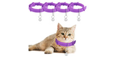 Cat Calming Collars Adjustable 4 Bells Reducing Anxiety Waterproof Purple 4 Pack
